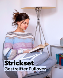 Strickset gestreifter Pullover kraus rechts