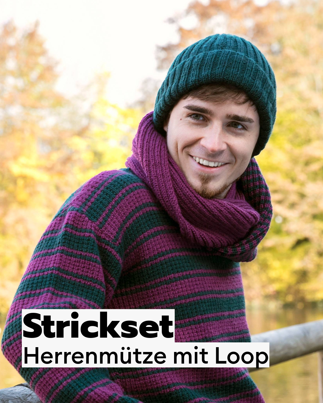 Strickset Herrenmütze mit Loop