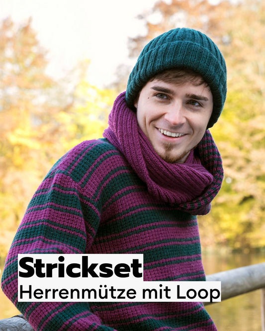 Kit de tricot bonnet et snood pour homme