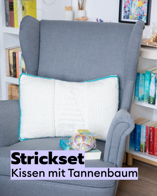 Strickset Kissen mit Tannenbaum