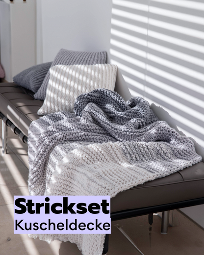 Strickset Kuscheldecke fürs Sofa