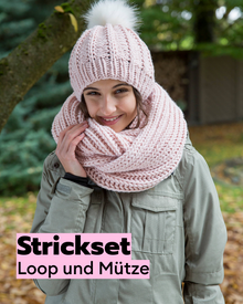 Strickset Loop und Mütze im Patentmuster