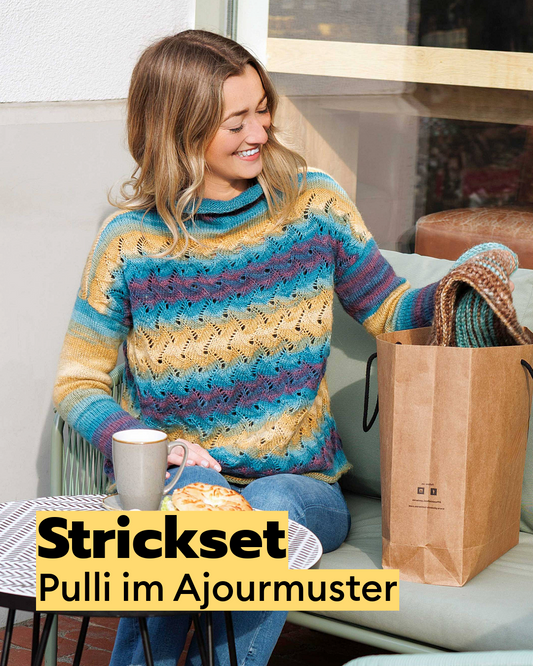 Strickset Mirabellapullover im Ajourmuster