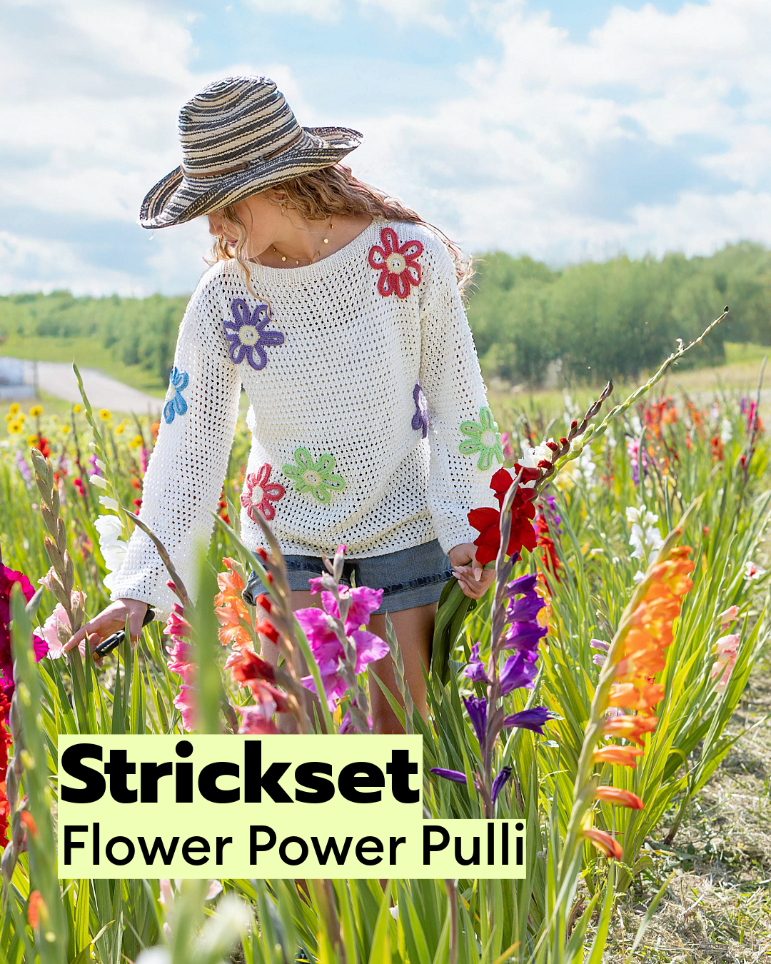 Strickset Sommer-Pullover Flower Power