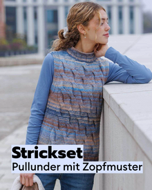 Strickset Ärmelloser Zopfmusterpulli