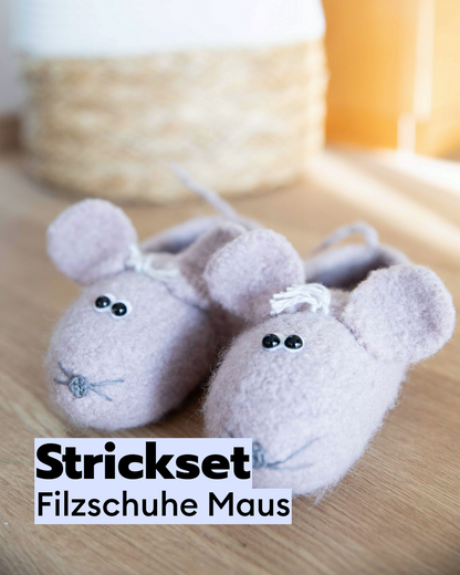 Ensemble de feutre chaussons en feutre souris (beige-marron)