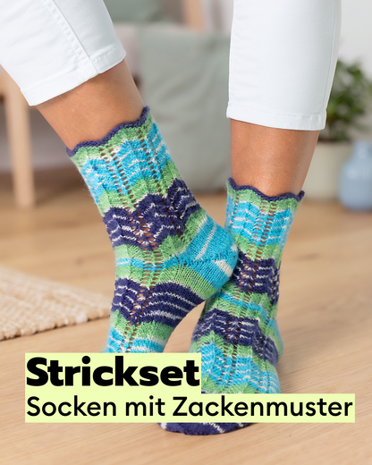 Strickset Damensöckchen mit Zackenmuster