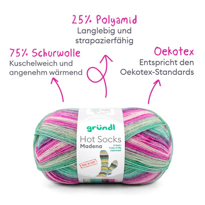 Kit de tricot Hot Socks Madena – 7x laine à chaussettes fabriquée en Italie
