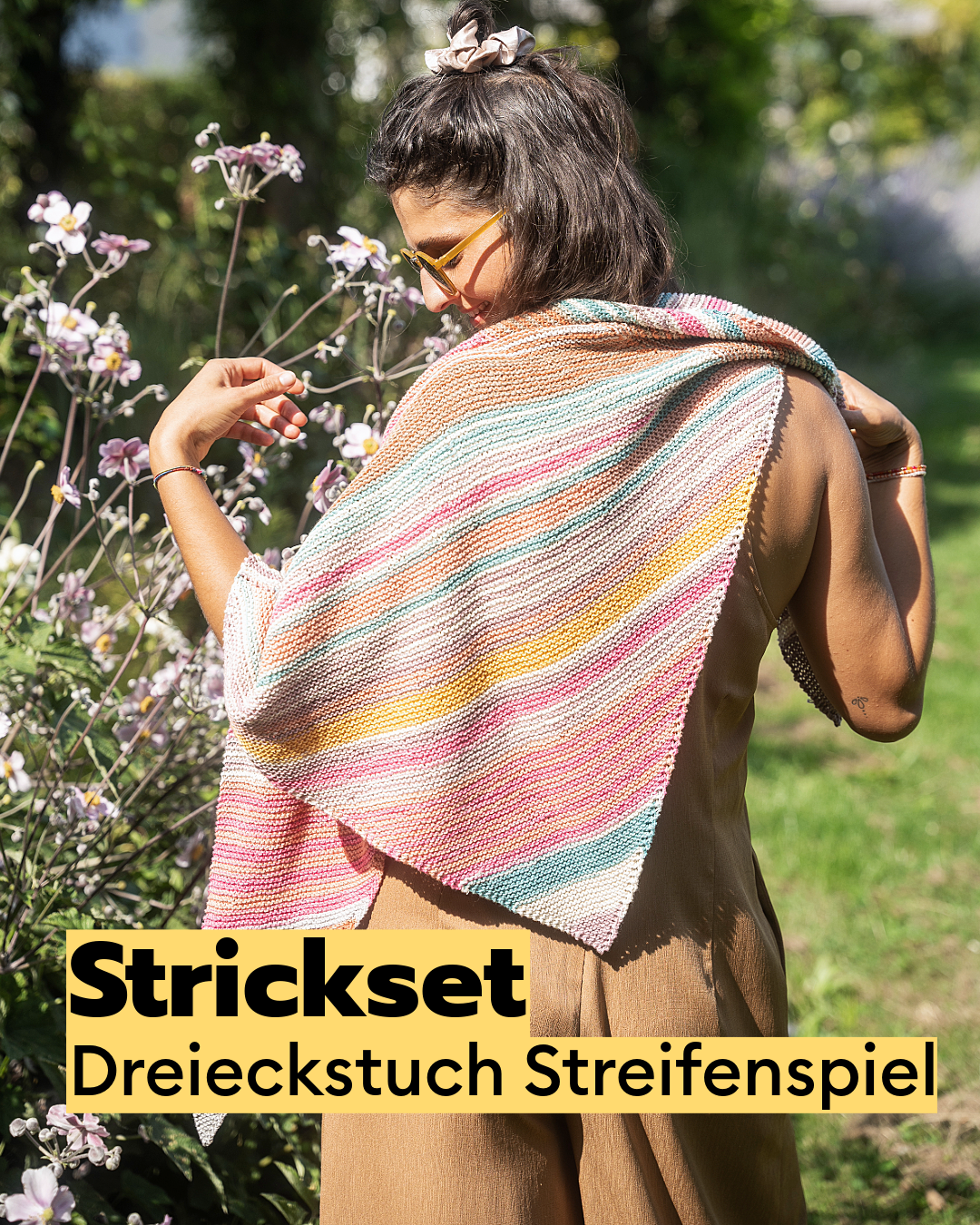 Strickset Streifenspiel Dreiecktuch aus Gründl Estate