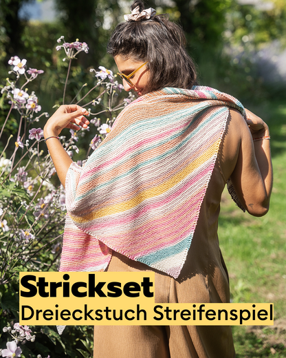 Strickset Streifenspiel Dreiecktuch aus Gründl Estate
