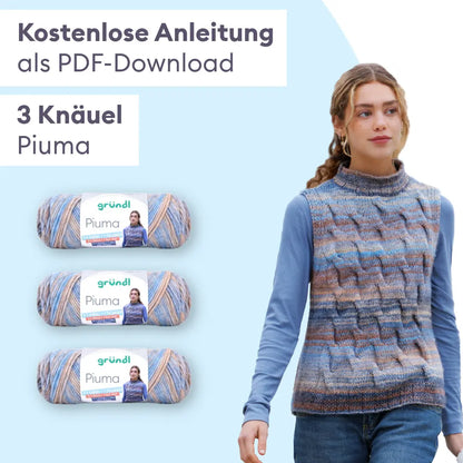 Knitting kit: Sleeveless cable-knit sweater