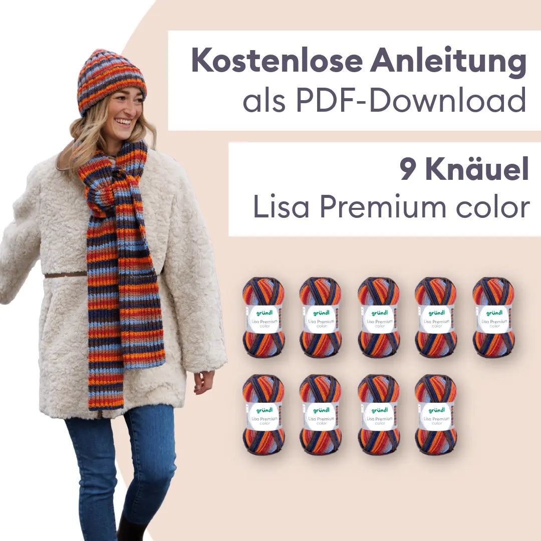 Strickset ColourJoy - Mütze und Schal im Rippenmuster
