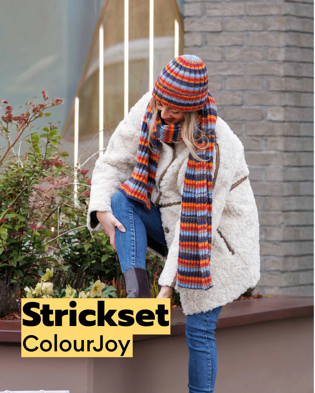 Kit de tricot ColourJoy - Bonnet et écharpe en côtes