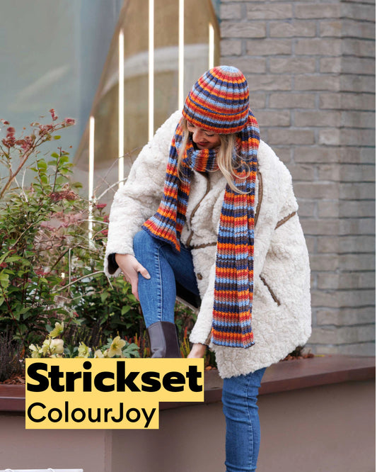 Kit de tricot ColourJoy - Bonnet et écharpe en côtes