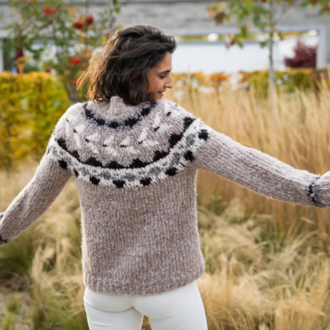 Kit tricot pull jacquard top down