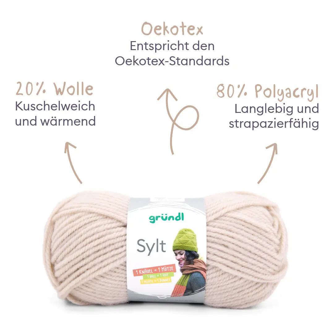 Knitting set sweater with checked pattern - 20% wool content