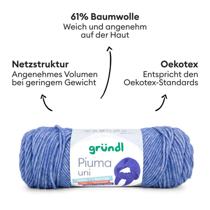 Knitting kit Luna Scarf made from Gründl Piuma uni