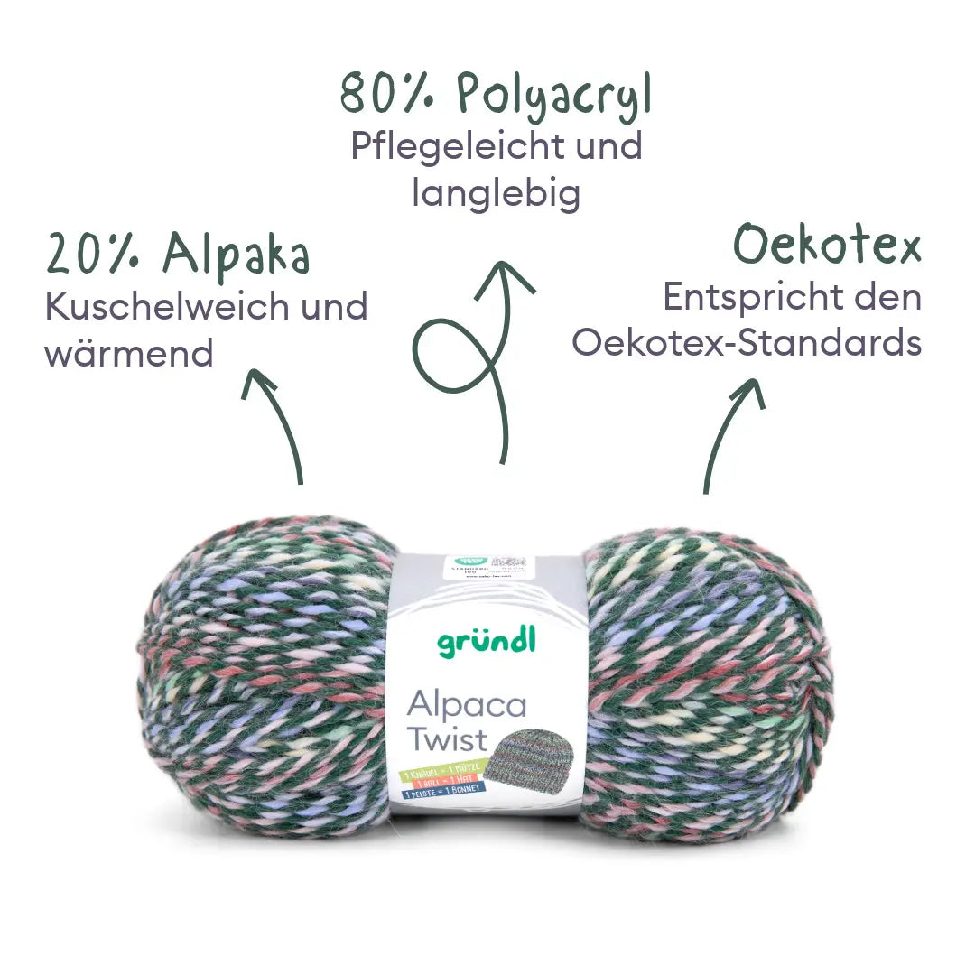 Strickset Mütze und Schal mit Alpaka im Patentmuster