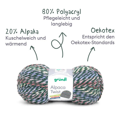 Strickset Mütze und Schal mit Alpaka im Patentmuster