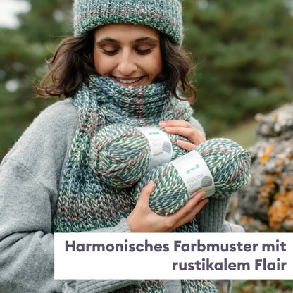 Strickset Mütze und Schal mit Alpaka im Patentmuster