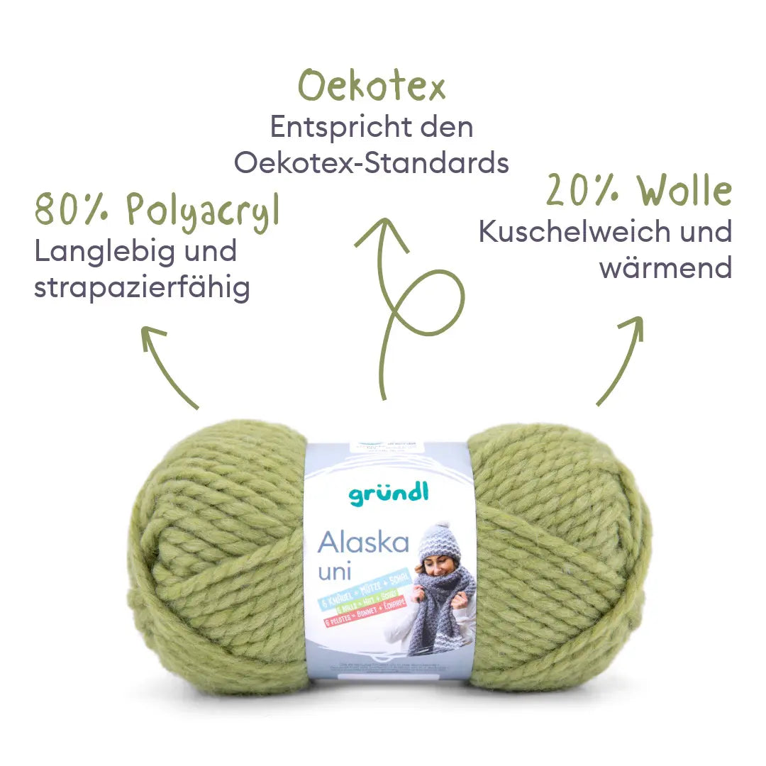 Strickset Mütze und Schal aus Alaska uni