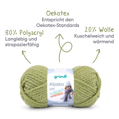 Strickset Mütze und Schal aus Alaska uni