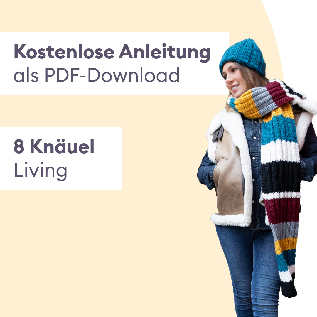 Strickset bunter Schal mit Blockstreifen und Mütze