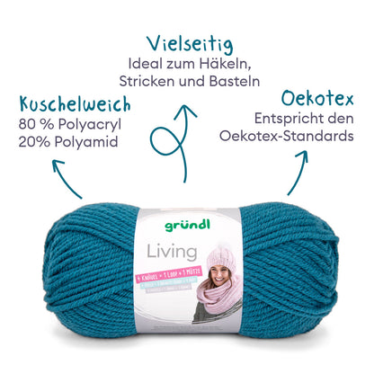 Strickset bunter Schal mit Blockstreifen und Mütze