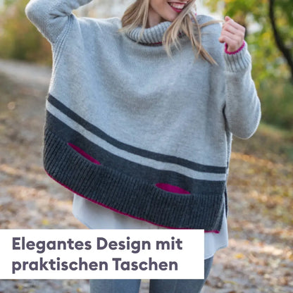 Kit de tricot Pull-poncho avec poches et bonnet
