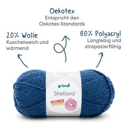 Knitting kit Shetland sweater in half-patent stitch