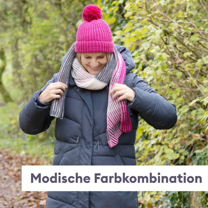Strickset Schal mit 2-farbigem Patentmuster
