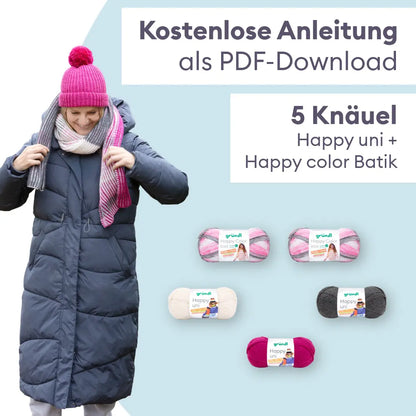 Strickset Schal mit 2-farbigem Patentmuster