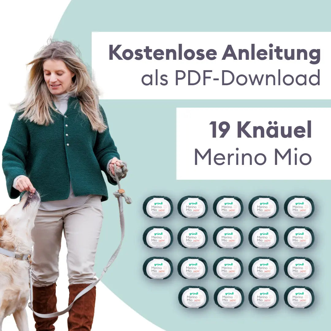 Knitting set for a traditional jacket with back pleat made of merino wool