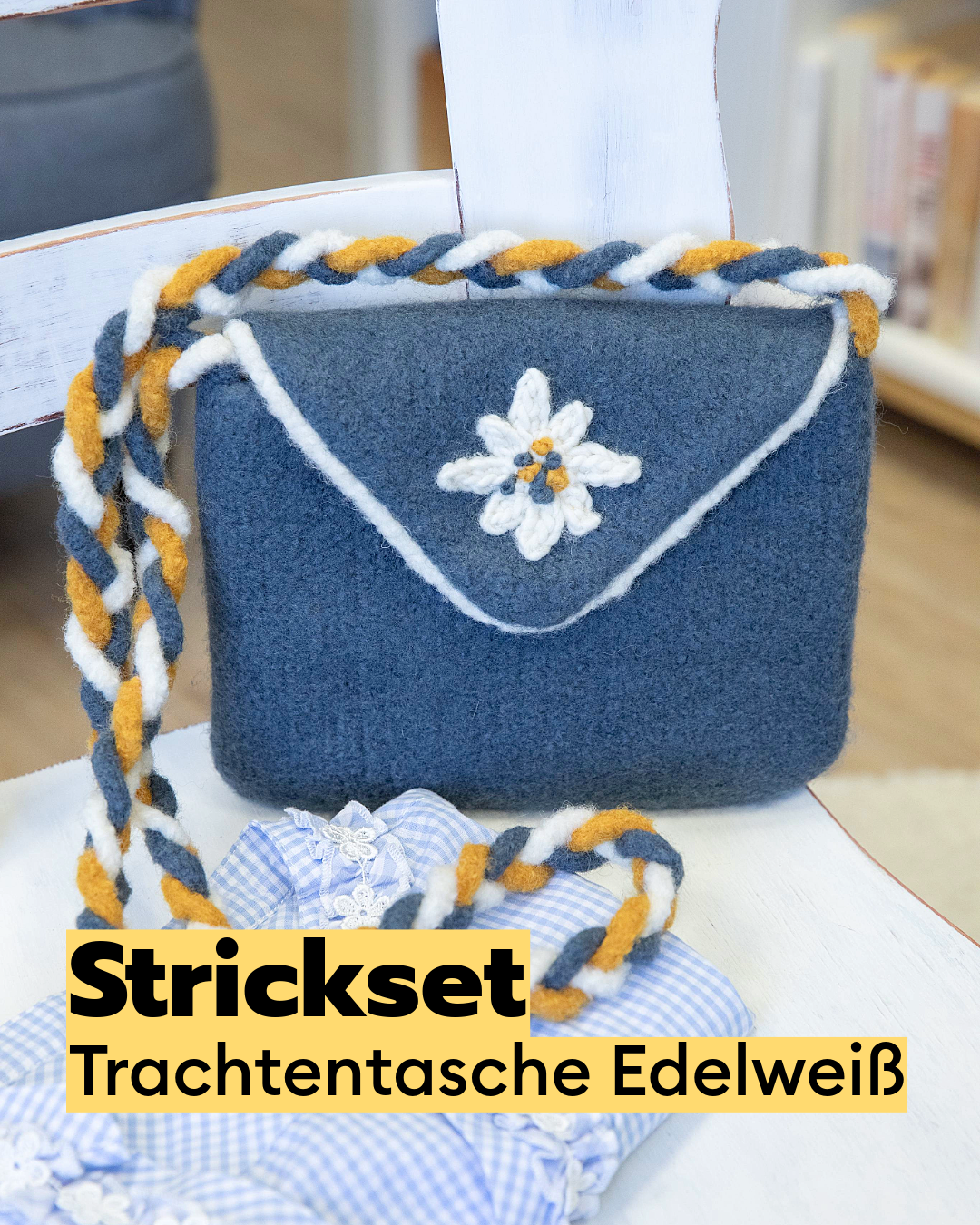 Strickset Trachtentasche Edelweiß