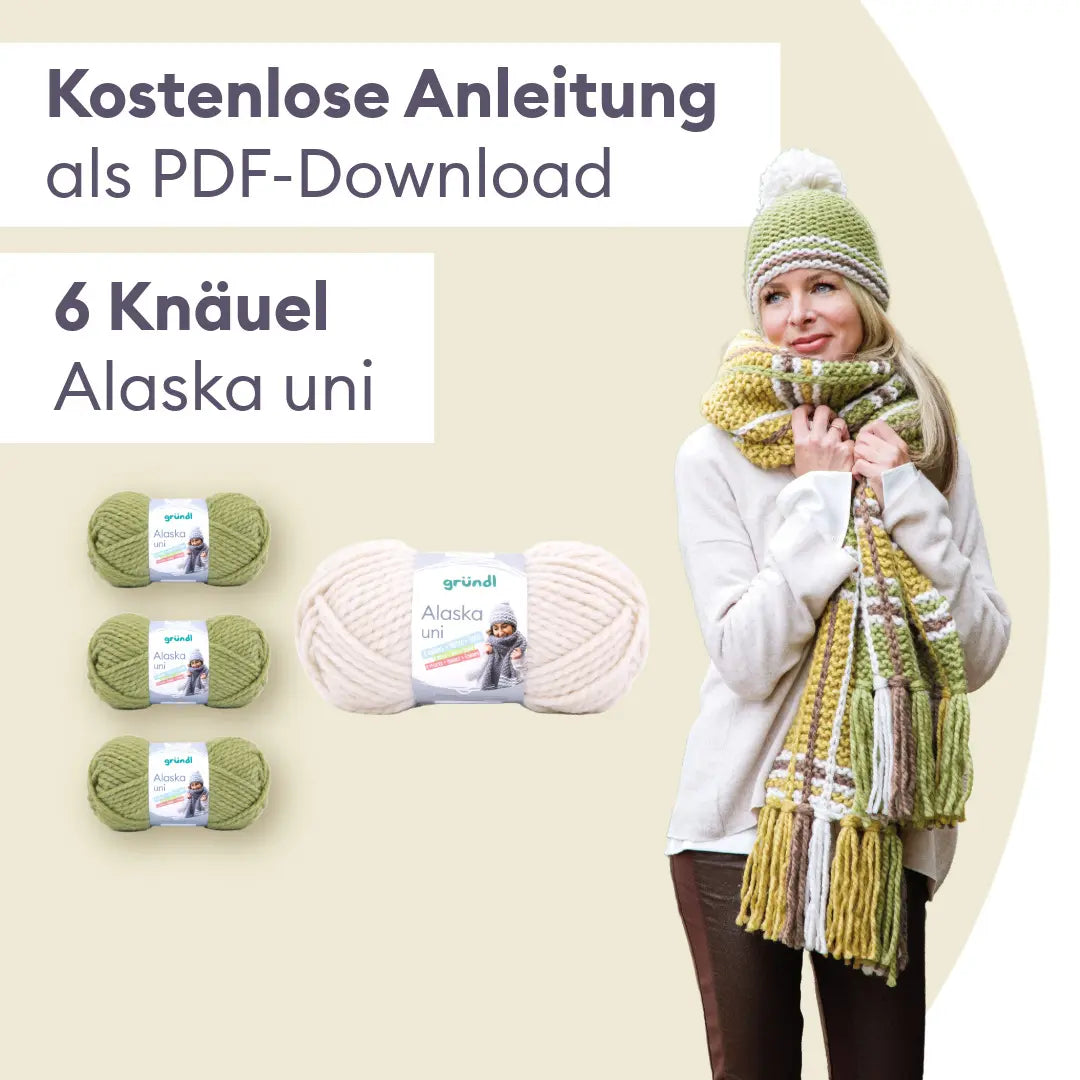 Strickset Mütze und Schal aus Alaska uni