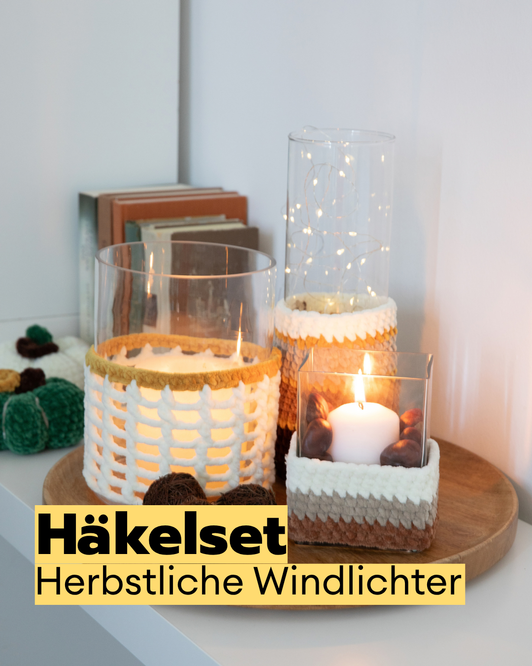 Häkelset 3 herbstliche Windlichter