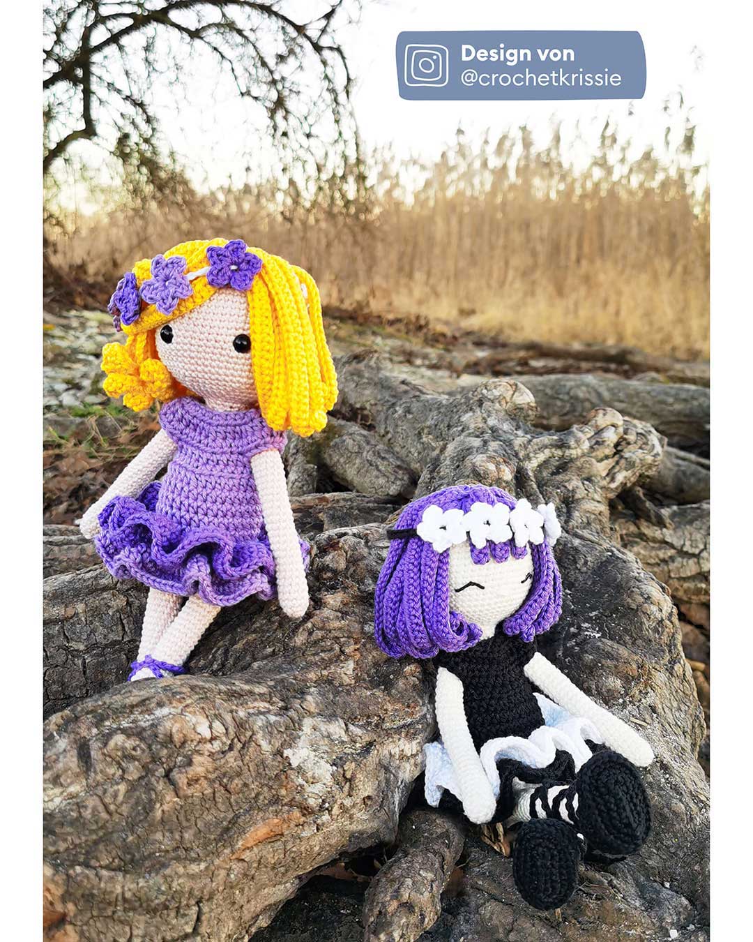 Crocheted dolls Luna and Sun