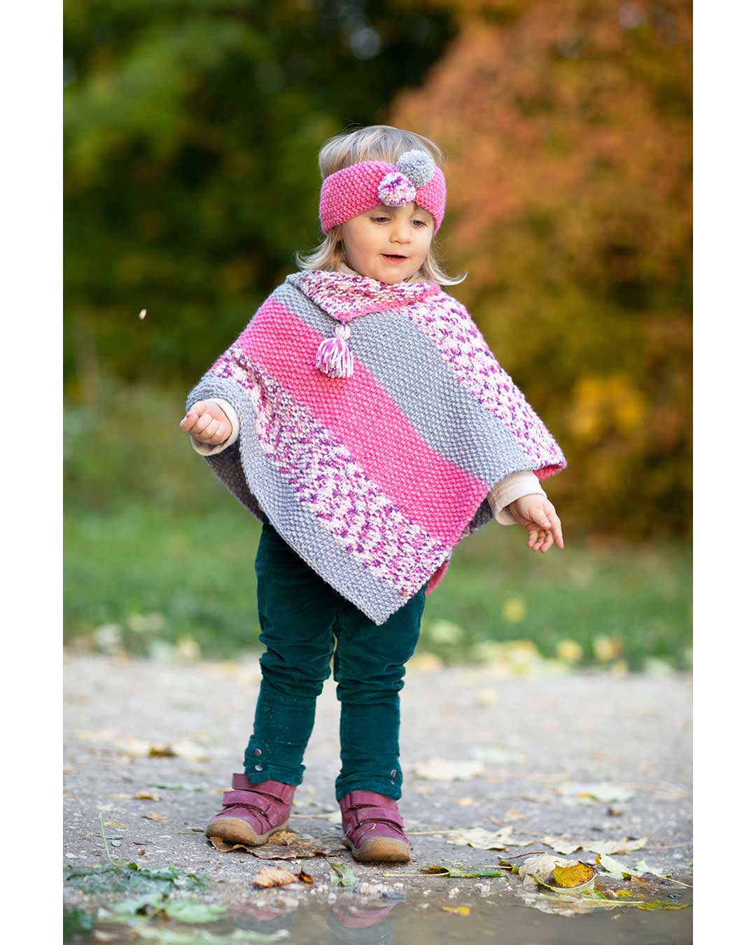 Anleitung Kinderponcho und Stirnband