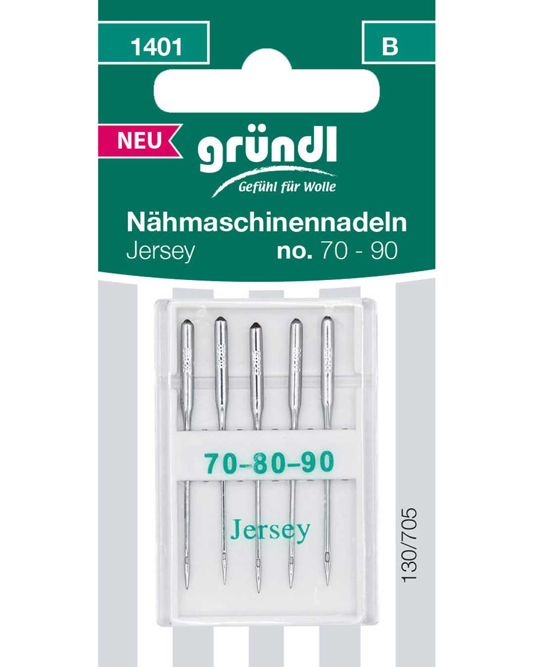 Nähmaschinennadeln Jersey, 5 Stück, No. 70 – 90