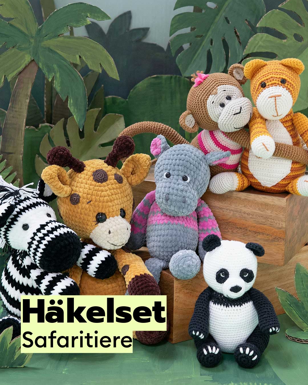 Häkelset Safaritiere