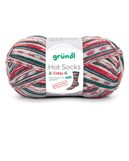 Hot Socks XMAS print, 4-fach mit Glitter (Silberfaden)
