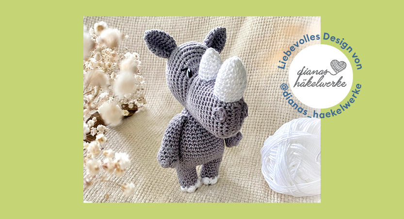 Rapti, le rhinocéros amigurumi, en collaboration avec Dianas Häkelwerke