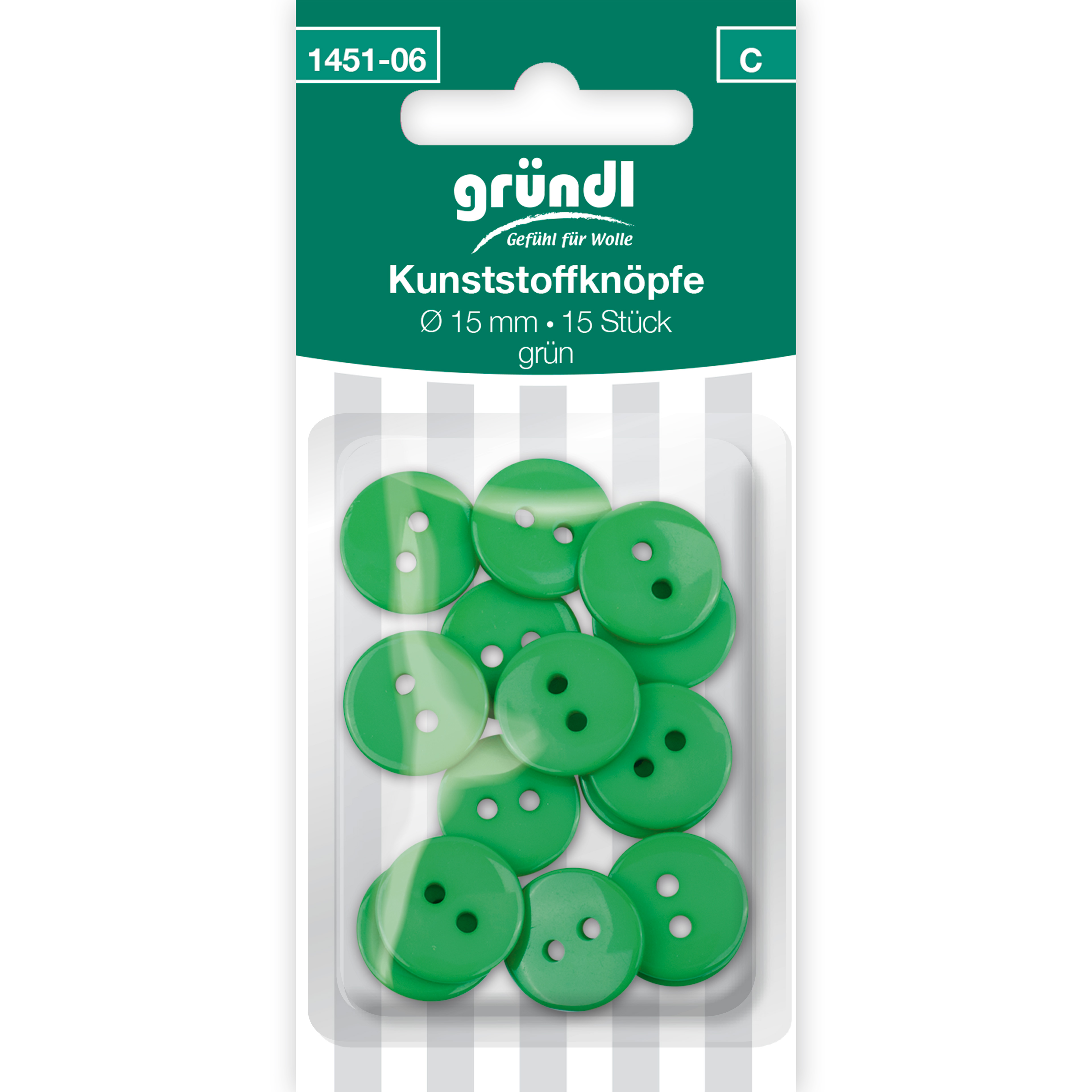 Kunststoffknöpfe, 15 Stück - grün