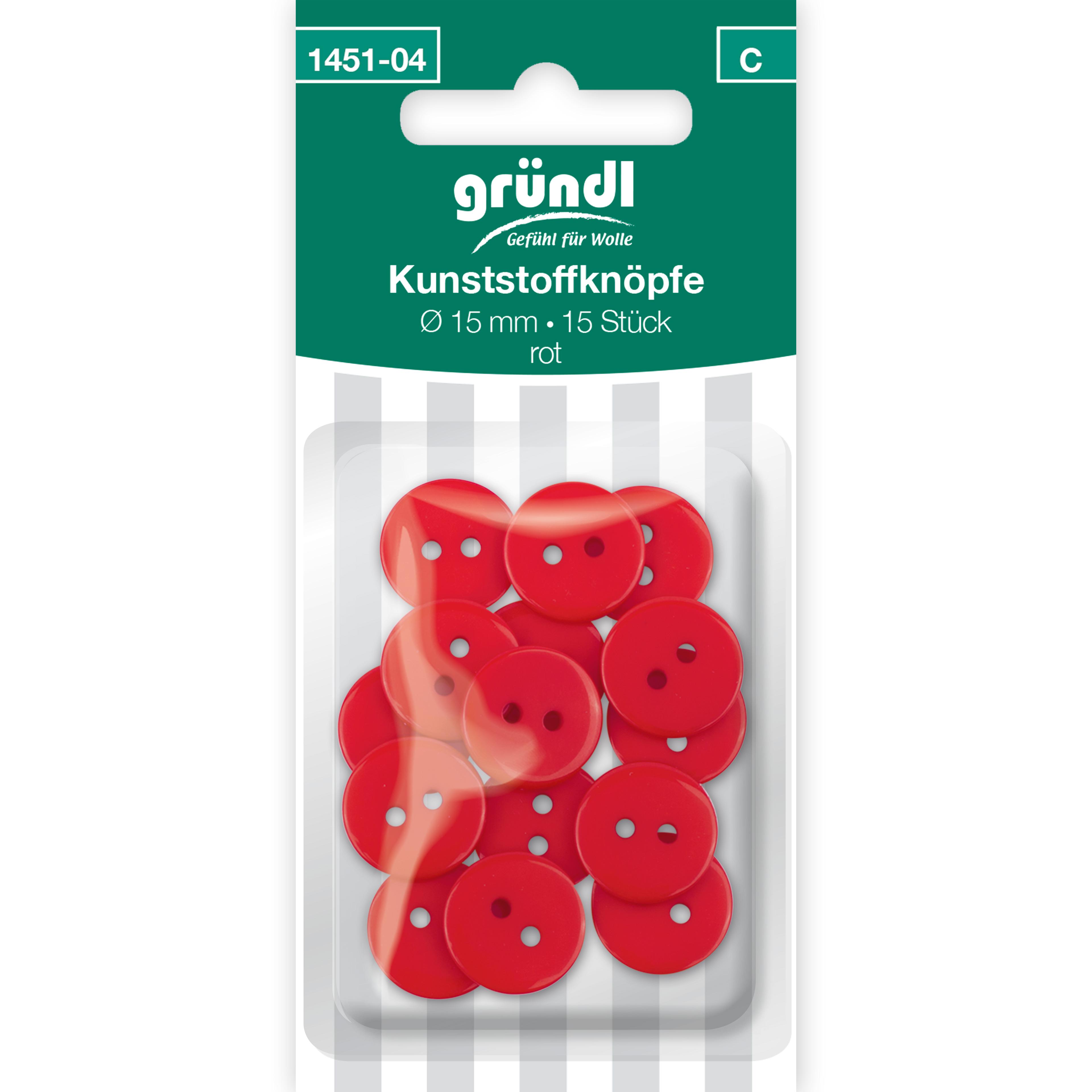 Kunststoffknöpfe, 15 Stück - rot