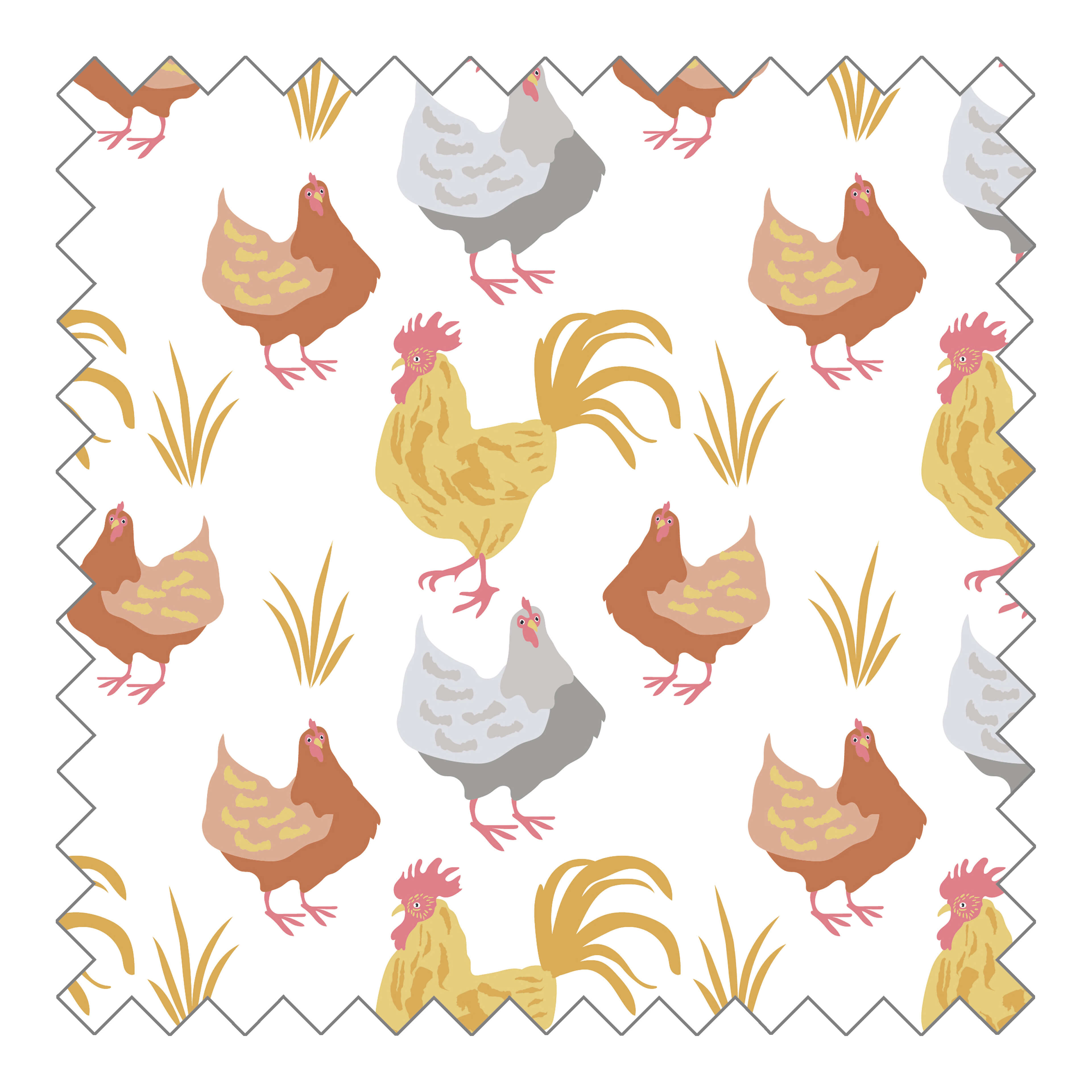 Stoffknäuel Jersey print - Chicks & Rooster