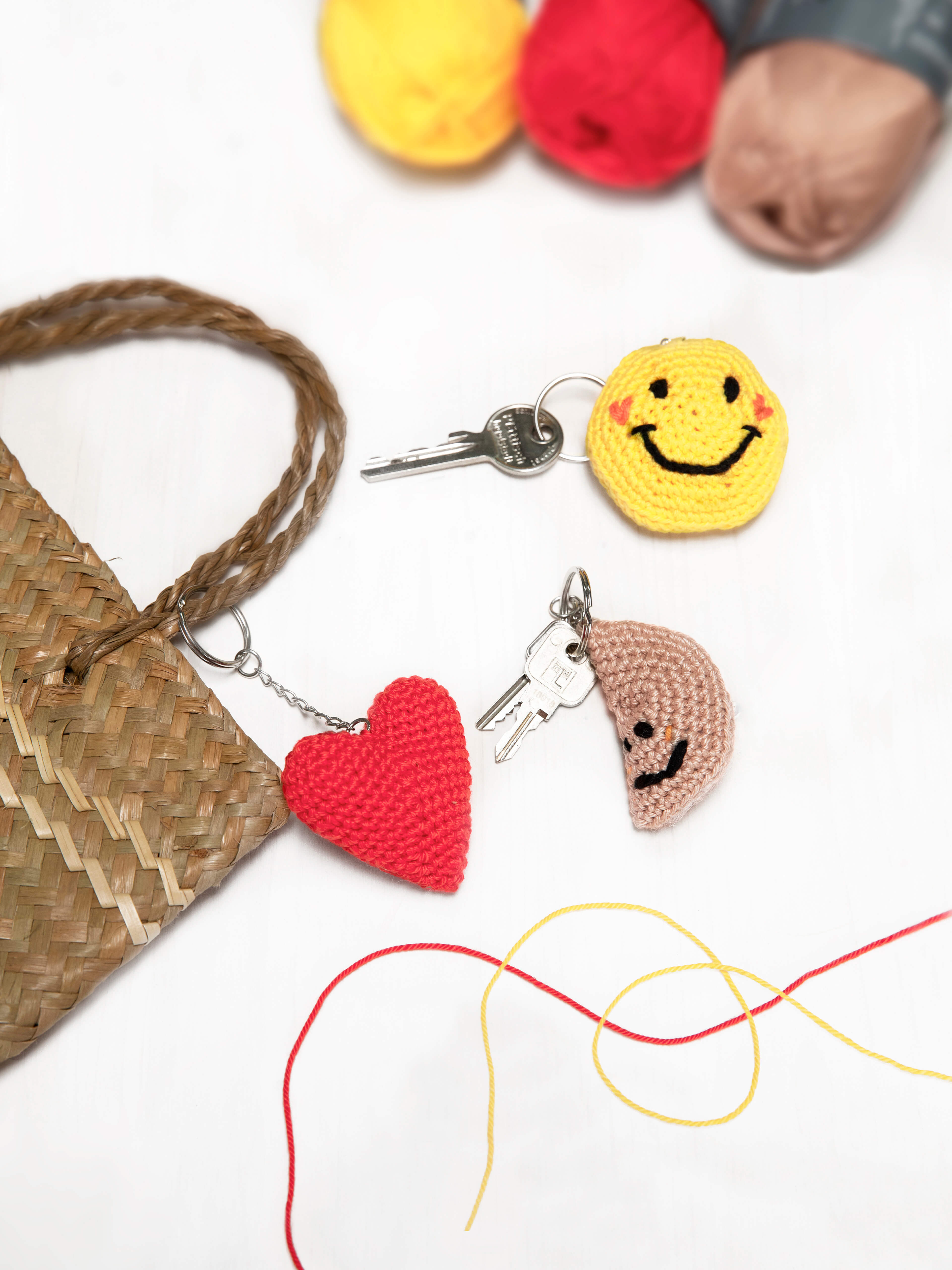 Porte-clés Cœur - Smiley - Biscuit porte-bonheur